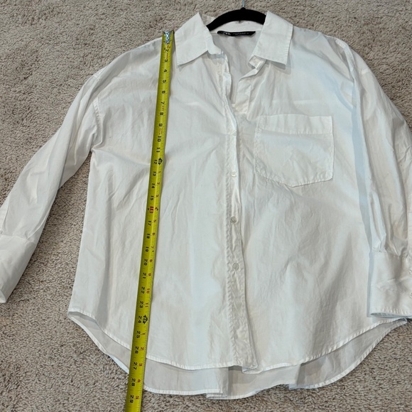 Women's Zara Oversized White Button Down Long Sleeve Shirt Size M - Picture 6 of 7